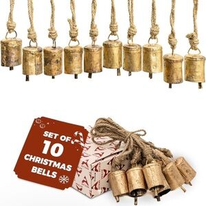 Rustic Bells Hanging Ornaments 
Set of 10 Pieces
New in Box Length